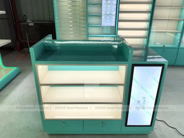 Turquoise Glass Mobile Phone Service Counter