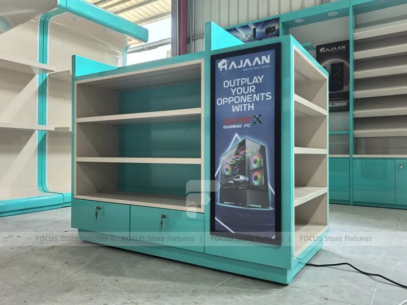Turquoise Mobile Phone Glass Wall Cabinet