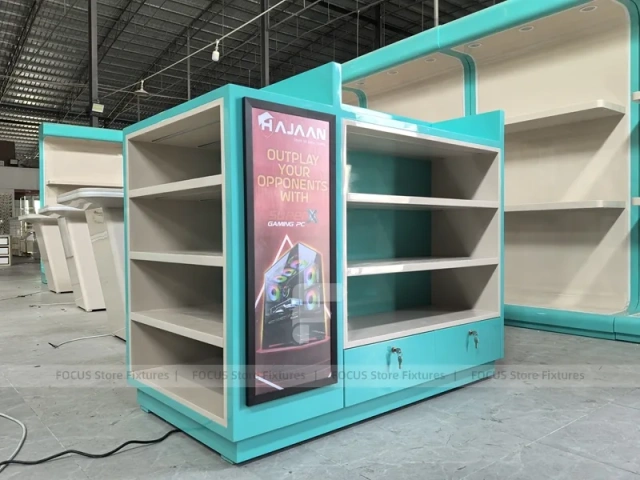 Turquoise Mobile Phone Glass Wall Cabinet