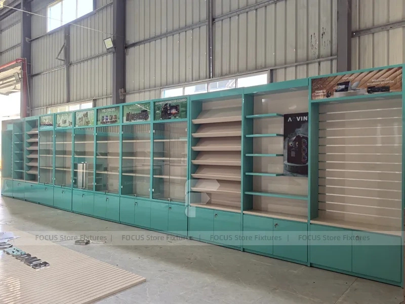 Turquoise Mobile Phone Glass Wall Cabinet