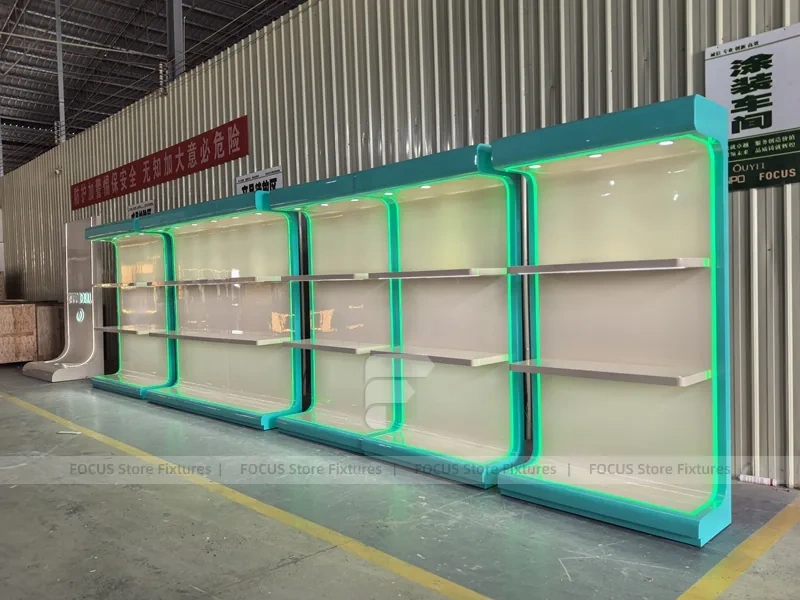 Turquoise Mobile Phone Glass Wall Cabinet