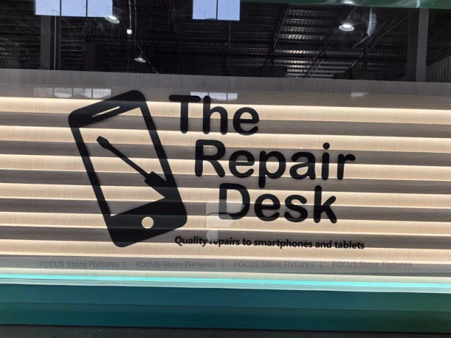 Turquoise Repair Desk Logo Wall Panel