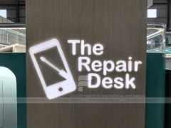 Turquoise Repair Desk Logo Wall Panel