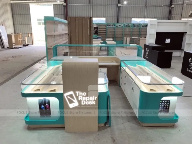 Turquoise Repair Desk Logo Wall Panel