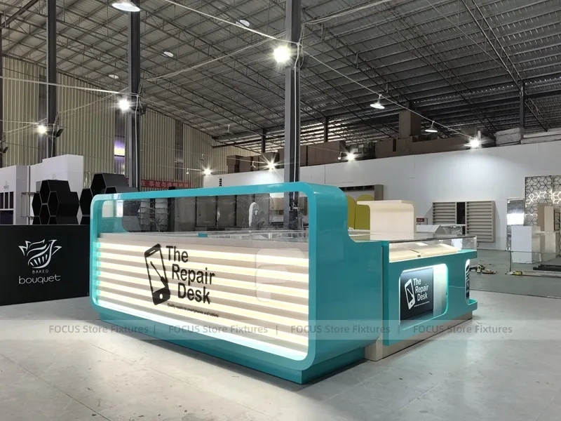 Turquoise The Repair Desk Phone Kiosk