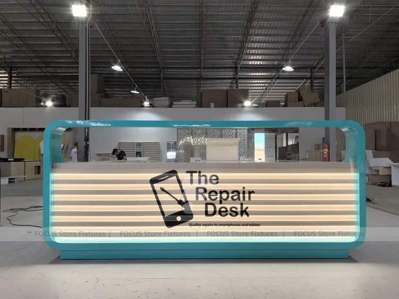 Turquoise The Repair Desk Phone Kiosk