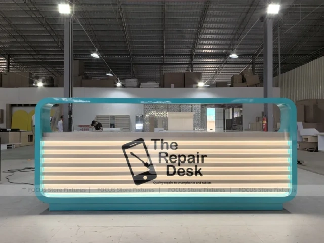 Turquoise The Repair Desk Phone Kiosk