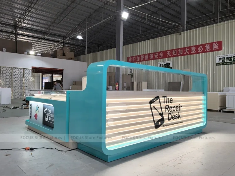 Turquoise The Repair Desk Phone Kiosk