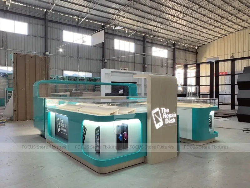 Turquoise The Repair Desk Phone Kiosk