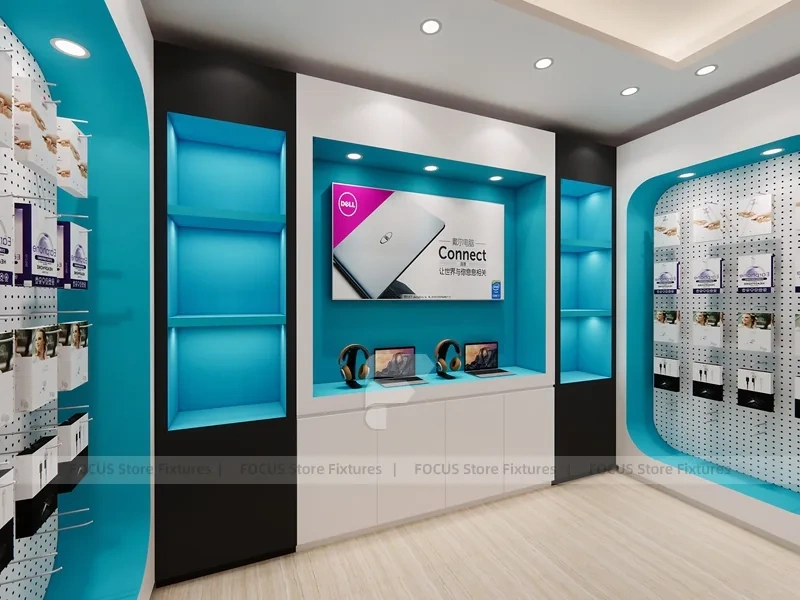Turquoise White Bespoke Phone Reception Store