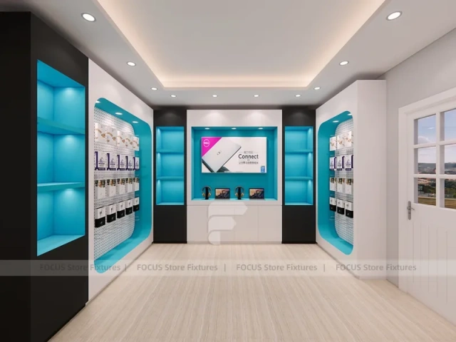 Turquoise White Bespoke Phone Reception Store