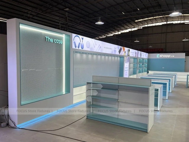 Turquoise White Mobile Phone Store Counter Set