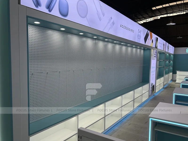 Turquoise White Mobile Phone Store Counter Set