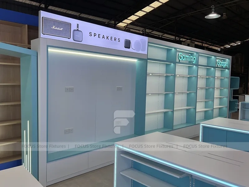 Turquoise White Mobile Phone Store Counter Set