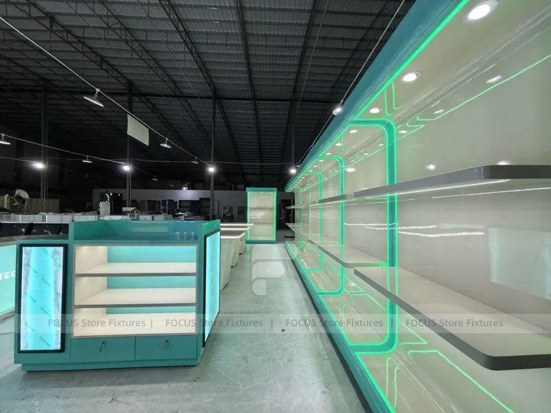 Turquoise White Mobile Phone Store Interior