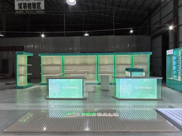 Turquoise White Mobile Phone Store Interior