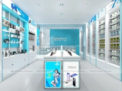Turquoise White Mobile Phone Store Interior Bright