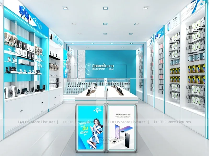 Turquoise White Phone Accessories Store Interior
