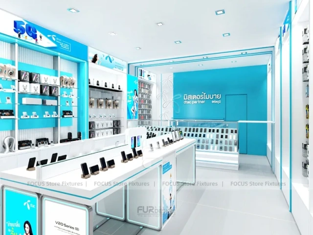Turquoise White Phone Accessories Store Interior