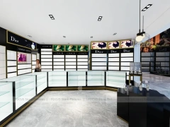 U Shaped Cosmetics Store Layout with Black Wall Displays