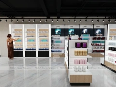 U Shaped Cosmetics Store Layout with Black Wall Displays