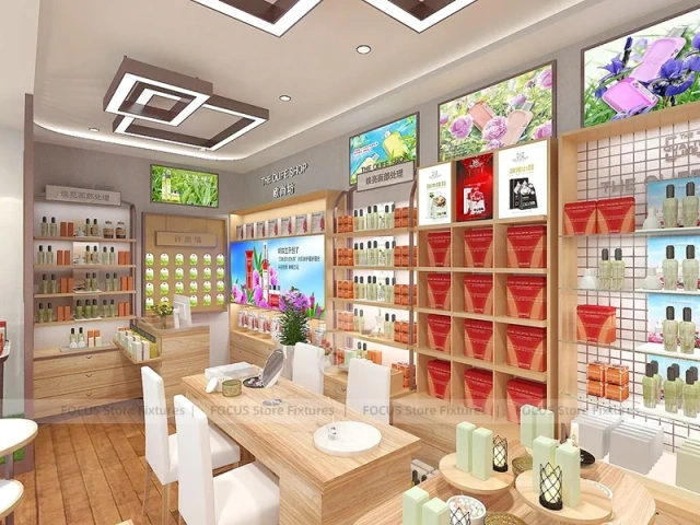 Warm Natural Cosmetics Boutique with Wall Displays