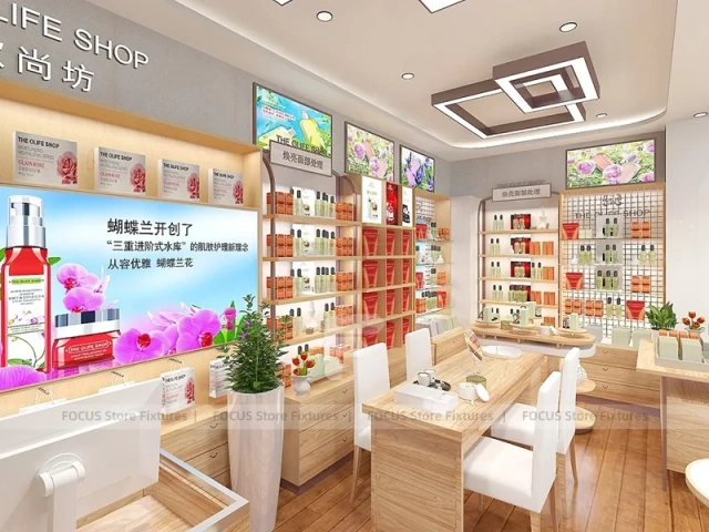 Warm Natural Cosmetics Boutique with Wall Displays