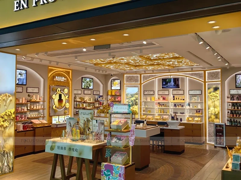 Warm Natural Cosmetics Boutique with Wall Displays