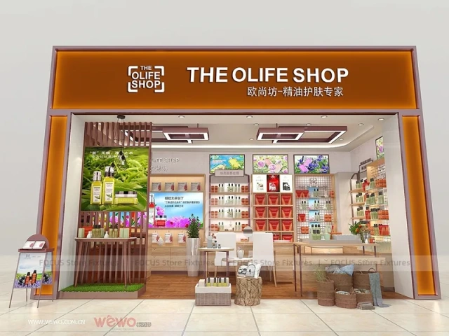 Warm Natural Cosmetics Boutique with Wall Displays