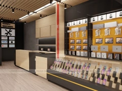 Warm Wood Commio Mobile Phone Store Interior Wide