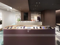 Warm Wood Curved Phone Service Counter