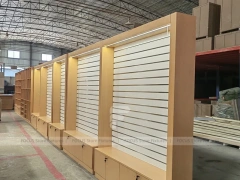 Warm Wood Mobile Phone Wall Display Cabinet