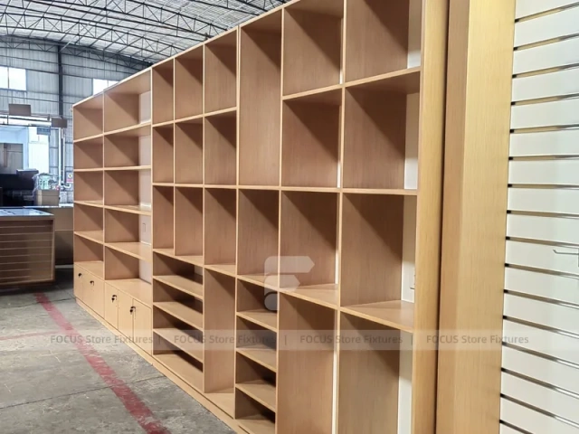 Warm Wood Mobile Phone Wall Display Cabinet