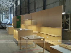 Warm Wood Mobile Phone Wall Display Cabinet