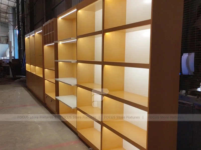 Warm Wood Mobile Phone Wall Display Cabinet