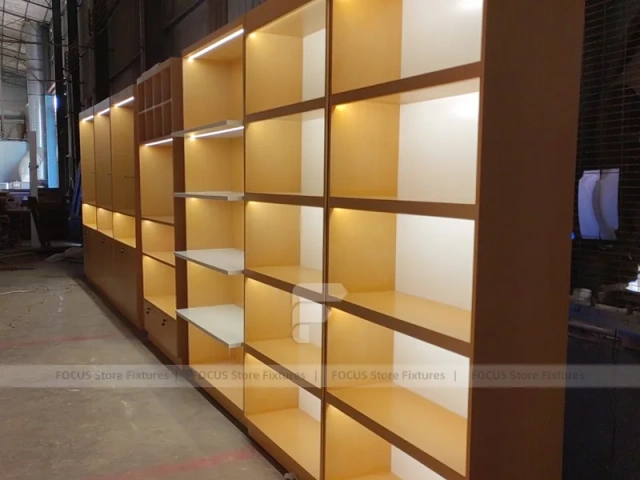 Warm Wood Mobile Phone Wall Display Cabinet