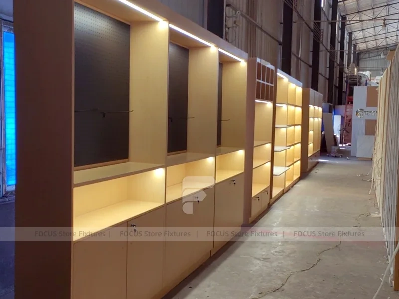 Warm Wood Mobile Phone Wall Display Cabinet