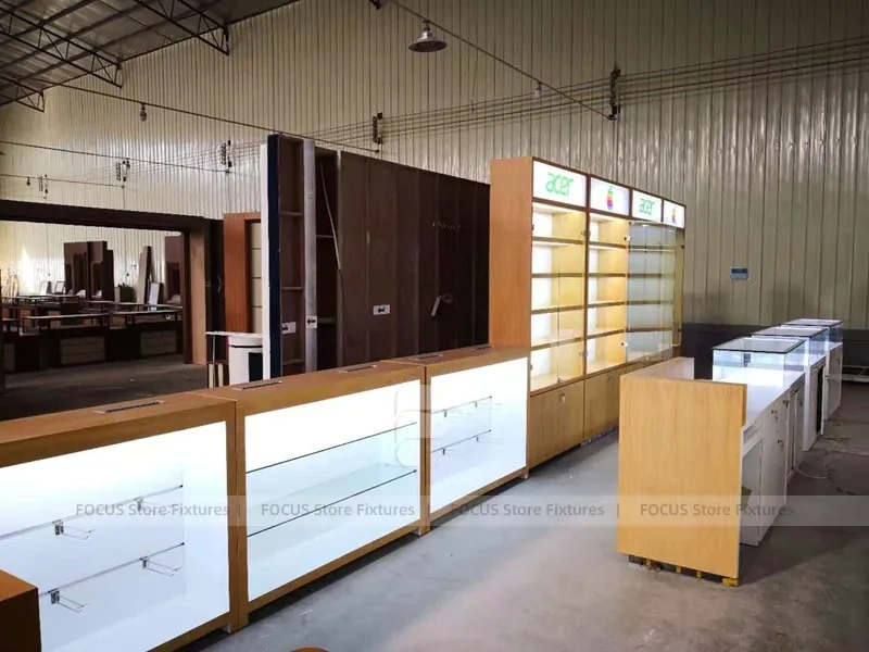 Warm Wood White Mobile Phone Store Interior