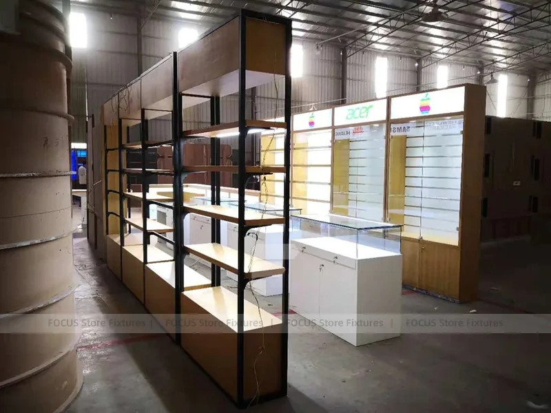 Warm Wood White Mobile Phone Store Interior