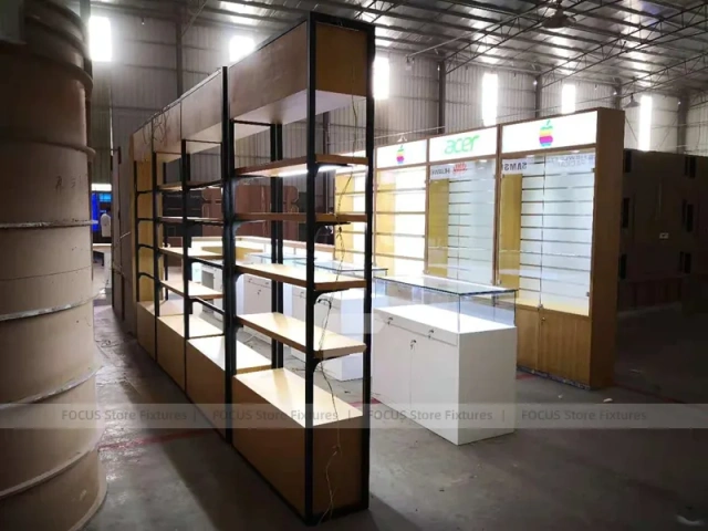 Warm Wood White Mobile Phone Store Interior