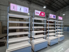 White Blue Beauty Wall Shelving Row