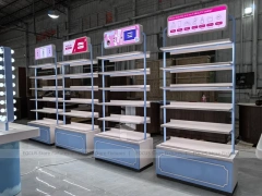 White Blue Beauty Wall Shelving Row