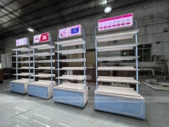 White Blue Beauty Wall Shelving Row