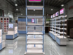 White Blue Beauty Wall Shelving Row