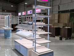 White Blue Beauty Wall Shelving Row