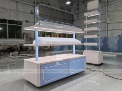 White Blue Beauty Wall Shelving Row
