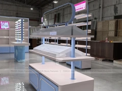 White Blue Beauty Wall Shelving Row
