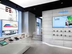 White Blue Electronics Wall Display Interior