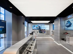 White Blue Electronics Wall Display Interior