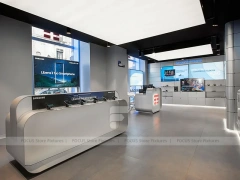 White Blue Electronics Wall Display Interior